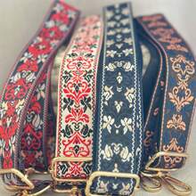 1件復古刺繡寬肩帶，附可調節金屬扣，行李包肩帶、吉他背帶、手提包肩帶、斜挎包肩帶、包身配件肩帶，中性款，適用於包包、手提包、樂器包、相機包，替換肩帶 - 多色 - 查看 1