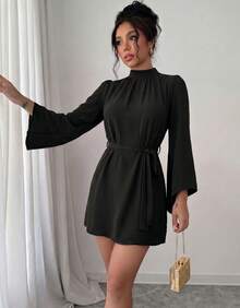 Women Midi Dresses - Hitam - View 3