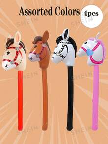 1/3/4/5/6pcs PVC Inflatable Horse Stick, Cartoon Animal Head Long Pole, Party Stage Game Prop - Multicolor - View 18