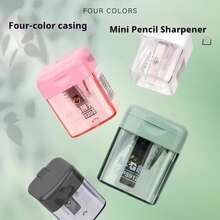 便攜式單孔手動鉛筆削筆器，附防污蓋，適用於學生桌面鉛筆與眉筆削筆器 - 多款式 - 查看 2