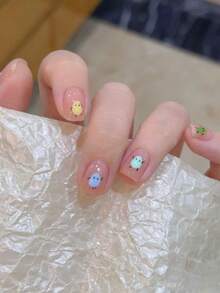 1pc 3D Macaron Bean Man Nail Stickers, Ins Hot-Selling Cartoon Fall Guys Nail Art Decals! Embossed Convex Transparent 3D Design, Multiple Soft Macaron Color Mini Smiling Bean Man Patterns, Ultra-Thin Transparent Base Paper For Seamless Application, Self-Adhesive No Extra Glue Needed, Easy For Beginners DIY. Suitable For Short Square, Round, Almond And Other Nail Shapes - Multicolor - View 4