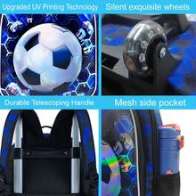 Set Ransel Anak Laki-Laki 3 Bagian Motif Sepak Bola, Bahan Tahan Lama, Dilengkapi Pegangan Teleskopik dan Tali Bahu yang Dapat Diatur, Gaya Olahraga Keren, Cocok untuk Sekolah dan Perjalanan - Hitam - View 4