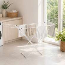 Tendedero Extensible Plegable 179x90x54cm – Diseño Compacto en Blanco y Negro, Resistente y Ahorra Espacio,Tendedero de Ropa Extensible y Plegable - Blanco 2 - Ver 3