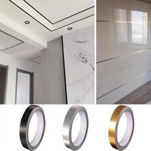 1 rollo de 50m de cinta autoadhesiva desprendible para sellar juntas de azulejos, tira decorativa impermeable cepillada en dorado, plata y negro, pegatina de borde autoadhesiva, apta para juntas de suelo, pared y techo, decoración del hogar - Lechada para azulejos - Ver 8