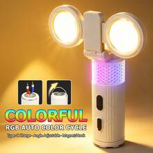 1個 90°可折疊 RGB LED露營燈，7色動態氛圍燈，附掛鉤與強力磁吸底座，多功能蜂巢燈，適用露營、登山、居家派對、緊急照明與戶外使用 - A - 查看 2