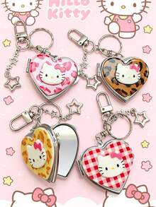 1個時尚可愛 Kitty 心形鏡子鑰匙圈，Hello Kitty 鏡子鑰匙圈，Kitty 白色鑰匙圈，便攜式鏡子鑰匙圈，HK 包包吊飾，女孩背包配件，適用於包包、背包、車鑰匙或手提包，適合旅行、日常使用和特殊場合，生日禮物、派對禮物、汽車配件、耳機殼配件、學校配件，最佳禮物，可愛哥德風，Y2K - 多色 - 查看 2