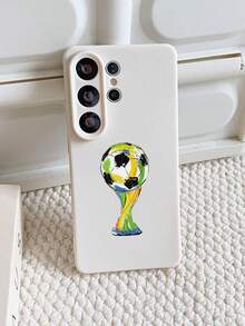 1 pieza Funda de teléfono con patrón pintado de grafiti de fútbol minimalista de moda, textura de cuero TPU suave resistente a caídas, arañazos y huellas dactilares, adecuada para teléfonos /Apple Apple11/12/13/14/14plus/15/15plus/16/16plus/7/8plus/17/17pro y otros modelos, cubierta protectora - Multicolor - Ver 1