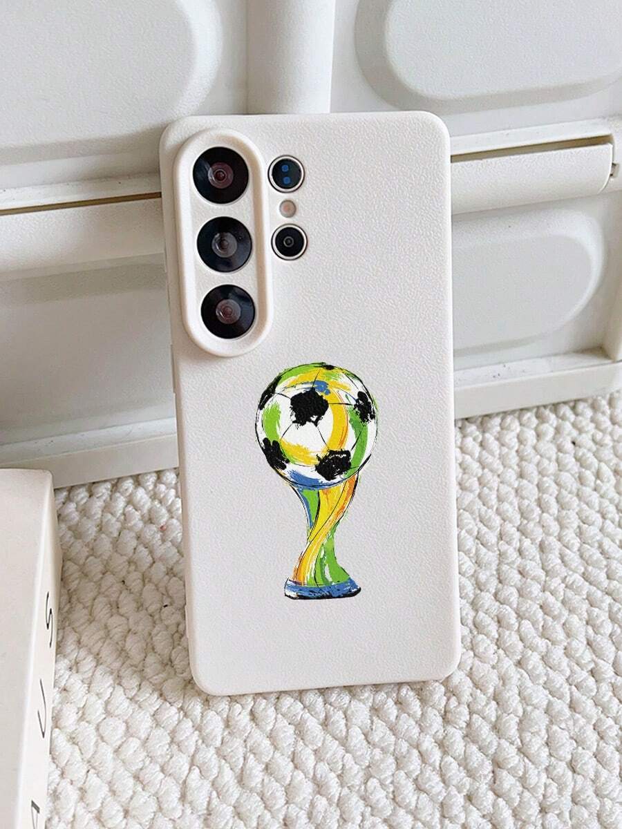1 pieza Funda de teléfono con patrón pintado de grafiti de fútbol minimalista de moda, textura de cuero TPU suave resistente a caídas, arañazos y huellas dactilares, adecuada para teléfonos /Apple Apple11/12/13/14/14plus/15/15plus/16/16plus/7/8plus/17/17pro y otros modelos, cubierta protectora - Multicolor - Ver 1