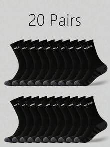 Commuter & Outdoor Dual-Use Letter Mid-Calf Socks, Colorblock Durable Foot Protection Structure, Minimalist WORK Print Accent, Soft High Elasticity Without Tightness, Breathable Moisture-Wicking Non-Stuffy, Suitable For Hiking, Daily Work, Short-Distance Sports - Multicolor - View 13