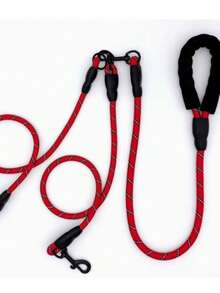 One-To-Two Dog Leash, Outdoor Double-Headed, Golden Retriever, Shiba Inu, Small, Medium, Large Dog P-Chain, Dog Walking P-Rope - Multicolor - View 3