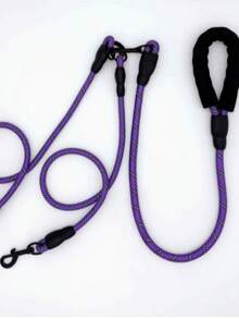 One-To-Two Dog Leash, Outdoor Double-Headed, Golden Retriever, Shiba Inu, Small, Medium, Large Dog P-Chain, Dog Walking P-Rope - Multicolor - View 4