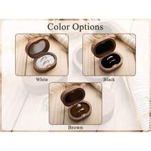 CFUNIQ 1pc Wood Oval 2-Slot Custom Ring Box, Square Walnut Ring Box, Round Ring Box For Wedding Rings, Laser Engraved For Proposal, Engagement, Personalized Gift - Multicolor - View 5