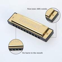 Colorful 10-Hole Metal Harmonica For Beginners Students | Pocket Mouth Organ Mini Accordion Style Wind Instrument Unisex Gift Party Favor - Multicolor - View 6