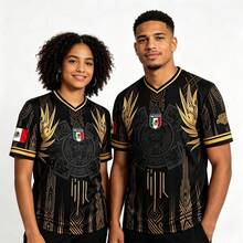 Mexico Soccer Jersey Graphic Print – Gold Accent Football Shirt For Men Short Sleeve Casual Sporty Streetwear Top Fan Wear - Default - View 2