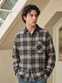 Whitmere Men's Spring/Autumn Fashion Casual Daily Commute College Style Printed Drop Shoulder Loose Long Sleeve Shirt - Multicolor - View 1