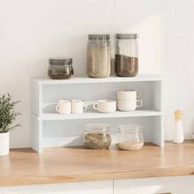 vidaXL Étagère de cuisine empilable, noire, 50 x 15 x 16 cm, en bois, étagère de rangement pour la cuisine, porte-épices, étagère, organisateur de cuisine - Blanc - Voir 9