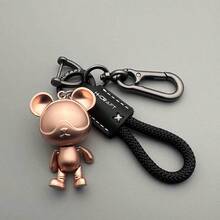 1pc Cute Creative Cartoon Exquisite Bear Car Keychain/Couple Handmade Woven Rope Backpack Pendant/Birthday Holiday Gift - Bear Keychain - View 6