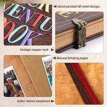 Our Adventure Book Retro Vintage, 146 Pages DIY Scrapbook Photo Album Travel Diary, Multipurpose Guestbook Memory Journal, Ideal Gift For Wedding Anniversary Travel Baby Friends Souvenir Keepsake - 復古色 - 查看 6