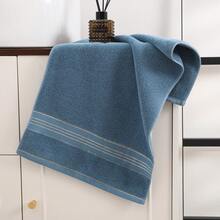 1pc Towel/Bath Towel & 2pcs Set (Bath Towel + Towel)/2pcs Bath Towel Set, Premium Cotton, Reversible, Gold Ribbon, Thick, Absorbent, Soft, Skin-Friendly, Home, Face, Bath, Body, Bathroom Essentials - Blue - View 5