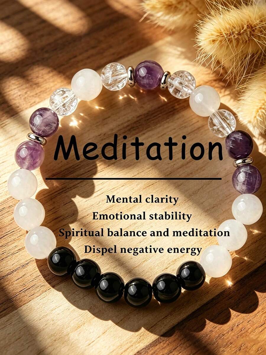 YAUKIA Boho Amethyst Healing Bracelet , Wealth Attraction , Courage , Positive Energy , Spiritual Meditation Jewelry , Suitable For Beach Trips - Multicolor - View 1