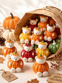 1pc Pumpkin Bear Silicone Candle Mold, Reusable DIY Plaster Resin Soap Making Craft Mold, Halloween Thanksgiving Theme Decorative Handmade Mold - Pumpkin Bear Mold - View 1