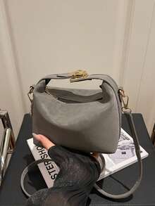 Minimalist Casual Small Handbag For Women, New High-Quality Niche Design Vintage Shoulder Crossbody Bag - Grey - View 10