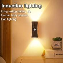 1/2/4pcs Dimmable Magnetic LED Night Light, Infrared Sensor + USB Rechargeable Wall Lamp, Smart LED Sensor Wall Light, 3-Color Adjustable, Wireless LED Wall Light, Suitable For Stairs, Bedroom, Hallway, Kitchen, Cabinet, Yard - Multicolor - View 3