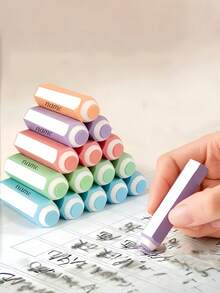 1/5/10pcs Customized Pencil-Shaped Erasers, Drawing Erasers, Dust-Free Ultra-Clean No-Trace Stationery Learning Supplies, Suitable For Back To School Season - Multicolor - View 7