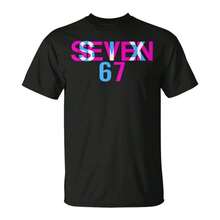 Glitch Optical Illusion Six Seven 67 T-Shirt, Gen Alpha Style Unisex Casual Short Sleeve Top,ropa de hombre, ropa de mujer, playeras de niño, top - Negro - Ver 1