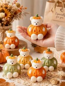 1pc Pumpkin Bear Silicone Candle Mold, Reusable DIY Plaster Resin Soap Making Craft Mold, Halloween Thanksgiving Theme Decorative Handmade Mold - Pumpkin Bear Mold - View 4