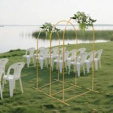 HOHOBLA LOYALHEARTDY-BTG Wedding Christmas  Arch Backdrop Stand Set Of 3 Metal Balloon Arch Stand Wedding Christmas  Arch Frame Floral Background Decoration For Parties Wedding Christmas  Birthday Baby Shower Ceremony Anniversary, 5.9/6.6/7.2FT (Gold) - Gold - View 11
