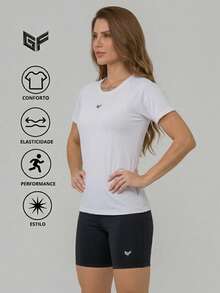 Women's Gym Set: Dry Fit T-Shirt + Short Fitness Sports Shorts - Premium Lightweight And Comfortable Women's Gym Kit - 白色+黑色短褲 - 查看 2