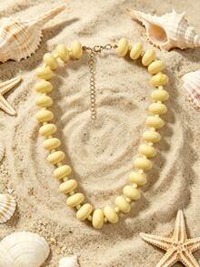1pc European And American Bohemian Acrylic Round Flat Bead & Seed Bead Beaded Necklace For Women, Summer Beach Vacation - Handmade Abacus Bead Necklace - View 15