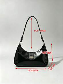 Minimalist Black Curved Crescent-Shaped Messenger Bag With Adjustable Shoulder Strap, Vintage Shoulder Bag - A - View 4