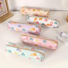 This Pencil Case Is Decorated With Creative Colorful Heart Patterns, Making It Perfect For Storing Makeup Brushes And Cosmetics, An Ideal Gift For Friends During The Back-To-School Season. Suitable For: Back-To-School Season, School Supplies, Pencil Case, Backpack, Makeup Bag, Fun Gift. - Multicolor - View 3