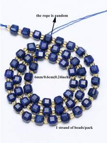 1 Strand 6/8/10MM Natural Faceted Stone Square Lapis Lazuli Loose Spacer Beads For Jewelry DIY Making Bracelet Accessories - Multicolor - View 11
