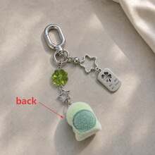 1件女款可愛卡通烏龜吊墜透明四葉草珠飾合金四葉草鑰匙圈創意少女風可愛包包掛飾包飾配件 - 彩色 - 查看 2