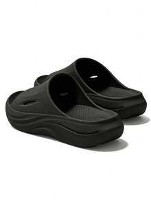 Sandal Selop Pria 2026 Nyaman Sol Tebal 4cm EVA untuk Aktivitas Luar Ruangan Musim Panas Warna Hitam Abu-abu Khaki - Hitam - View 2