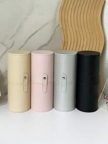 1件裝多色皮革化妝刷收納桶，高級美甲刷、化妝刷、彩妝與美甲工具收納桶 - 黑色 - 查看 6
