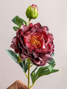 1pc High-Quality Vintage Style Artificial Peony Flower, Suitable For Home Decor, Wedding Aisle Floral Arrangements, Party Decorations, Artistic Floral Arrangements, Bouquet Accents, Table Centerpiece Decor, Wedding Florals, Indoor Greenery Landscaping, Compatible With Bedroom, Living Room And Various Home Settings. - Multicolor - View 16