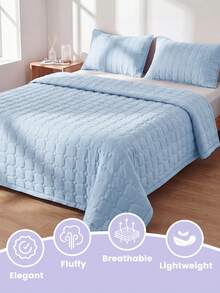 1pc Cooling Air Conditioning Quilt, Blue Bedding Cover, Breathable And Lightweight, Super Soft And Comfortable, Suitable For Single/Double/Queen/King Size Beds, Home And Dorm Use, Pillow And Pillowcase Not Included, Machine Washable - Blue - View 7