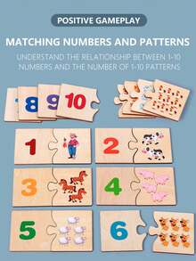 Number And Animal Matching Puzzle: A Fun Hands-On Board For Children, Made Of Wood, For Preschool Education And Improving Hand-Grip Ability - Multicolor - View 4