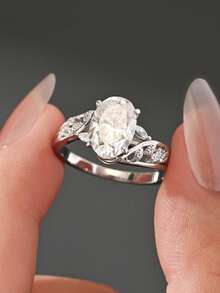 1 pièce Bague de luxe élégante en argent S925 avec moissanite ovale 2,5CT, convient pour les femmes, mariage, festival, célébration, soirée, saison des mariages, robe, vacances, fête, anniversaire, confession, bijou cadeau - Argent - Voir 4