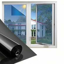 One Way Window Privacy Film, Window Tint For Home, Sun Blocking UV Heat Blocker, See Out Not In Reflective Mirror Film, Removable Static Cling Glass Door Cover - Black - View 2