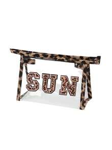 Leopard Print Fashion Double-Sided Transparent Wholesale Makeup Bag, Portable Large Capacity Travel Storage Bag With Waterproof Zipper, Also With Portable Sun Protection Velvet Patch, Waterproof Transparent SPF Sun Protection Makeup Bag, Waterproof Zipper Makeup Bag, Portable Travel SUN Velvet Patch Small Makeup Bag,Suitable For Vacation, Bathroom, Summer Beach, Swimming And Travel - Multicolor - View 12