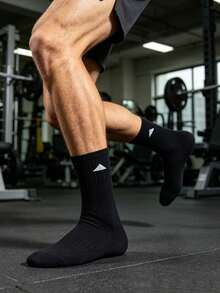 1/5/10/20 Pairs Men's Ribbed Comfortable Durable Mid-Calf Socks, Triangle Pattern Sports Socks, Suitable For Casual Fitness Sports, Daily Wear - Multicolor - View 6