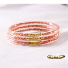 3pcs Set Fashion PVC Ultra-Light Ultra-Clear Transparent Plastic Tube Multi-Layer Stackable Rhombus Sequin Bracelets, Suitable For Women's New Year Party Wear, Best Friend Gift - 3 Pieces/set, Diamond Shape - View 13