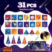 31/52件迷你磁力積木太陽系磁力片,行星元素科學玩具,太空人創意建築玩具,便攜旅行套裝,返校禮物,兒童聖誕生日禮物,隨機顏色 - 彩色 - 查看 9