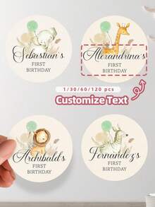 1/30/60/120 Pcs Personalized Birthday Stickers, Birthday Photo Stickers, Suitable For Adults, Personalized Self-Adhesive Round Label Stickers With Photo And Text, Fashionable And Colorful, Ideal Unique Gift For Friends, Son, Daughter - Multicolor - View 1