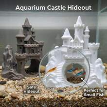塑膠水族箱洞穴躲藏裝飾，灰白色魚缸遮蔽裝飾品，小魚與蝦子水下隧道棲息地，淡水與海水水族造景配件 - A - 查看 1